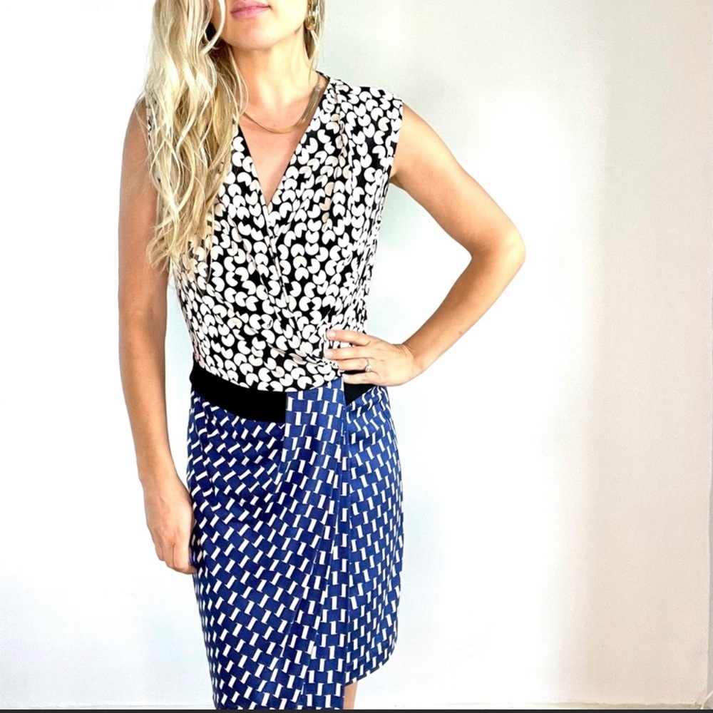 Diane Von Furstenburg Blue White & Black Dress 2